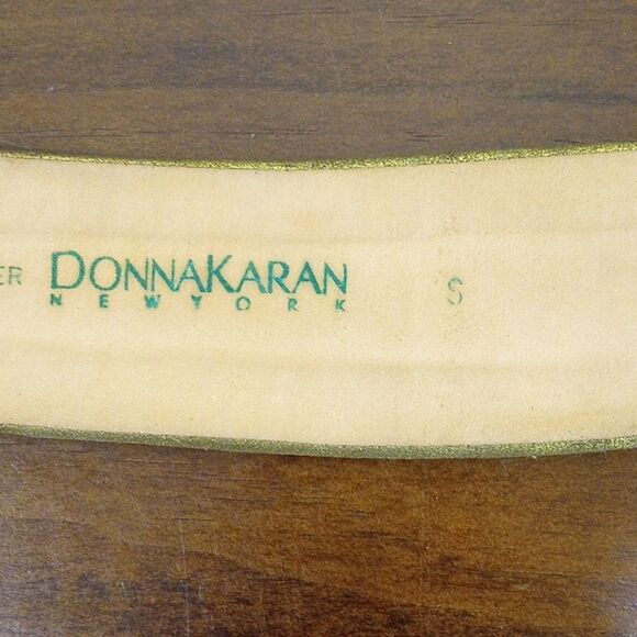 Donna Karan Black Suede Belt Oversized Buckle Gold Piping - S - Vintage 80s -90s main image 10